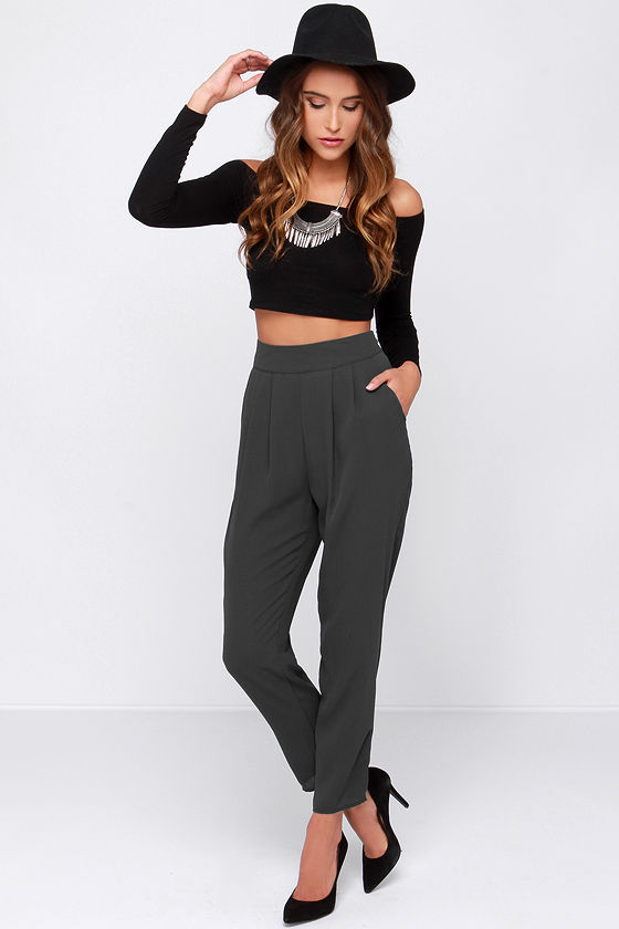 grey high waisted pants