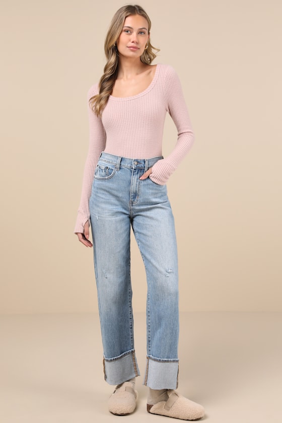 Lulus Everyday Design Blush Pink Long Sleeve Top In Blush Pink