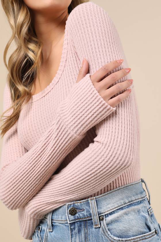 Lulus Everyday Design Blush Pink Long Sleeve Top In Blush Pink