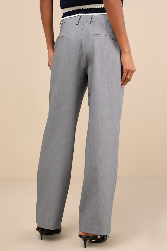 Lulus Executive Behavior Light Grey High Rise Wide-leg Trouser Pants In Grey