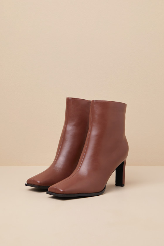 Lulus Korey Brown Square-toe Ankle Booties