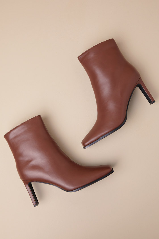 Lulus Korey Brown Square-toe Ankle Booties In Brown
