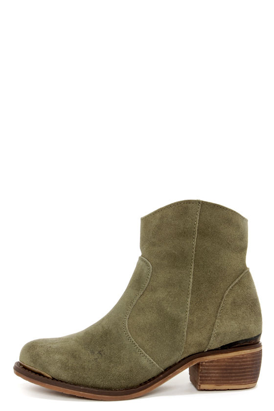 green suede ankle boots