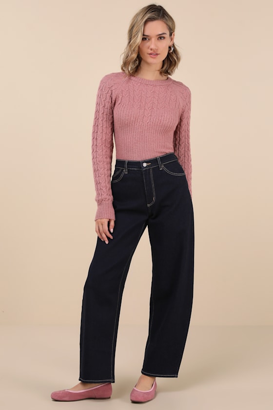 Gigi Dark Wash High-Rise Barrel Jeans 1