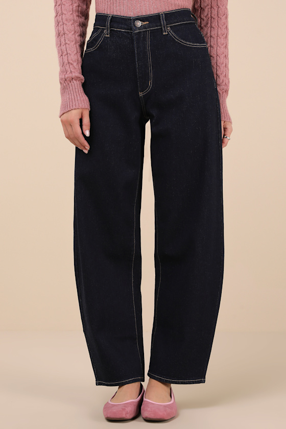 Gigi Dark Wash High-Rise Barrel Jeans 2