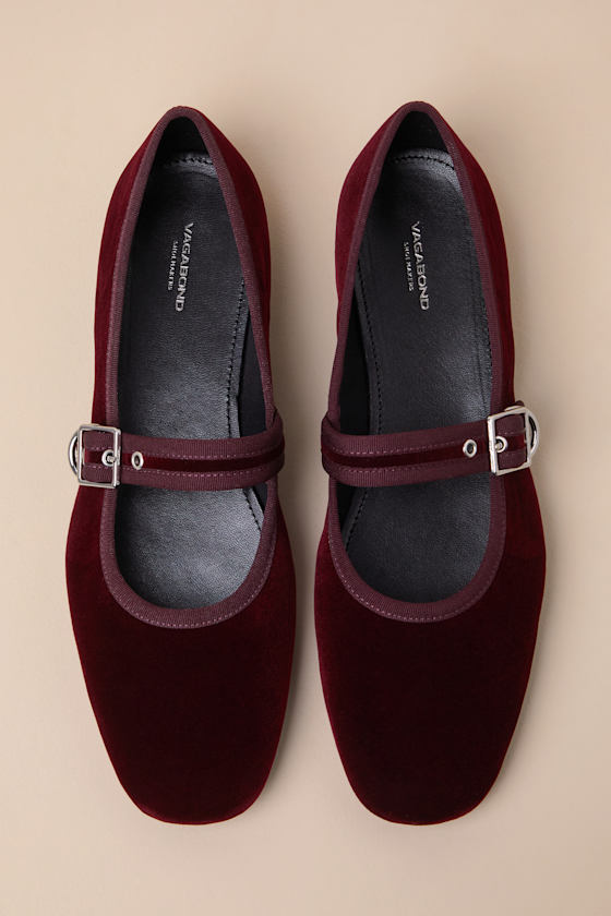 VAGABOND SHOEMAKERS JOLIN CHERRY VELVET MARY JANE FLATS