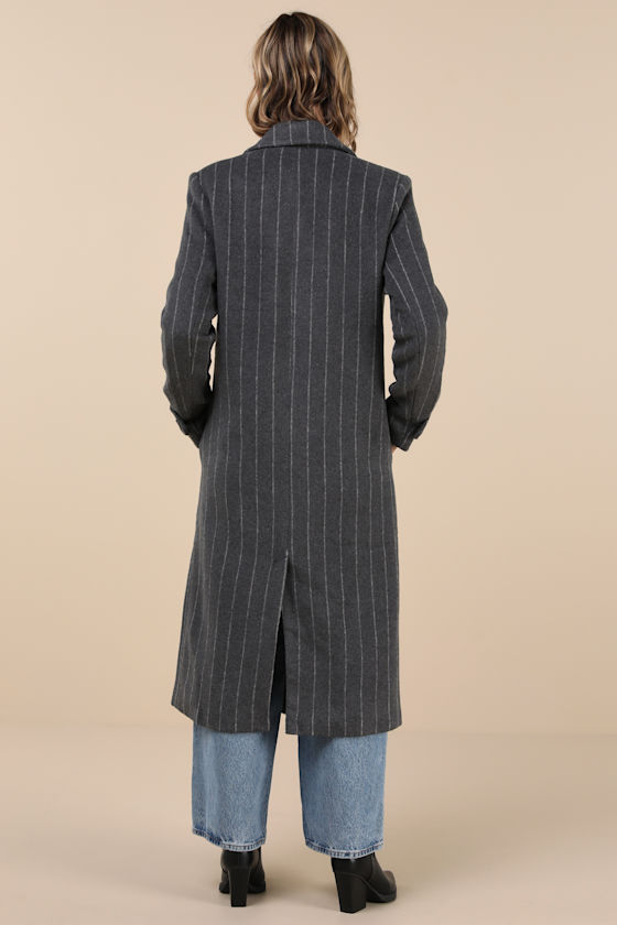 Steve Madden Women's Prince Pinstripe Double-breasted Coat In Grey