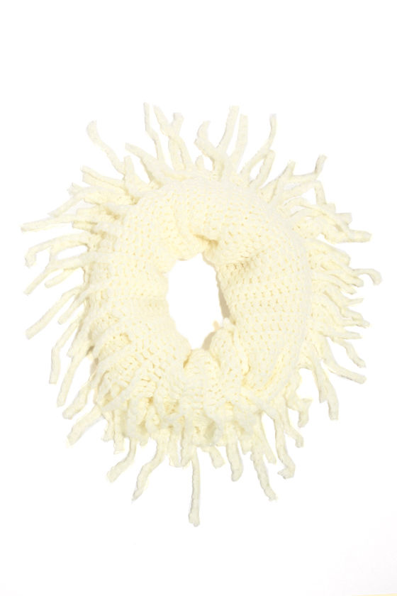 Pretty Ivory Scarf - Knit Scarf - Infinity Scarf - Circle Scarf - $12. ...