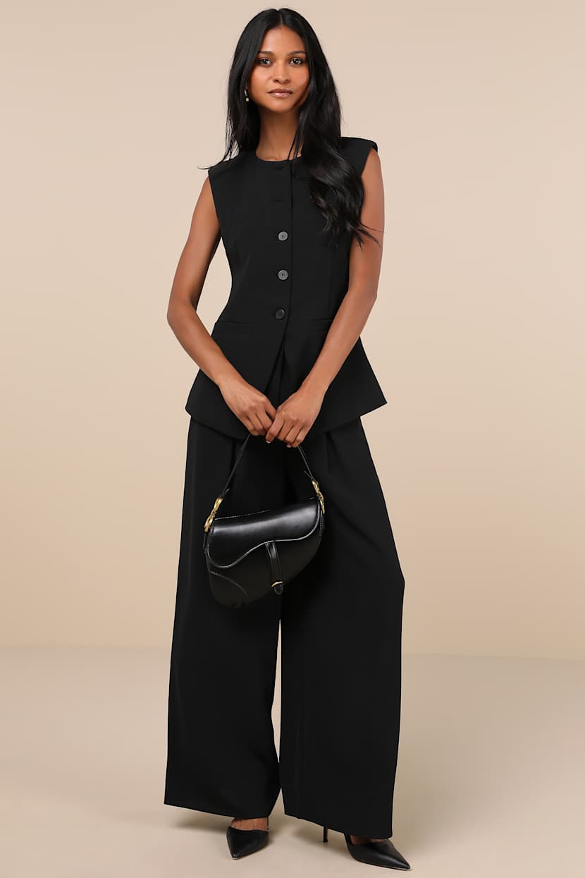 Memorably Stylish Black Longline Vest Top