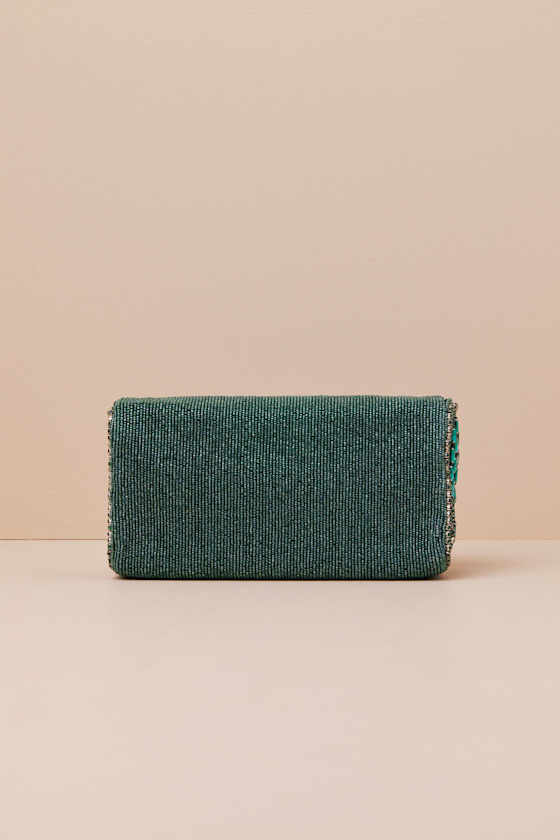 Shop Lulus Lizza Emerald Green Rhinestone Clutch