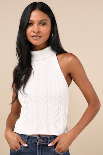 Cutest Consideration Ivory Turtleneck Halter Top 1