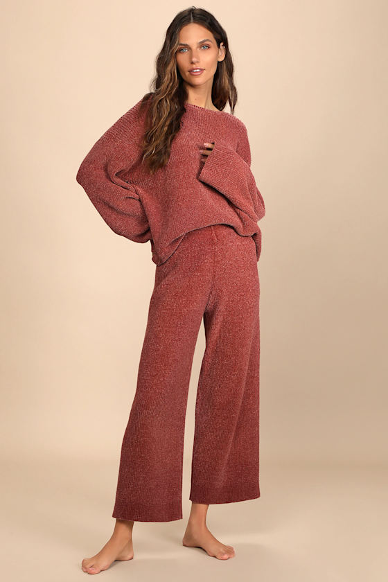 Comfy Cutie Rusty Rose Chenille Sweater