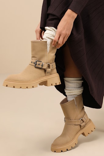 Rylander Sand Suede Moto Ankle Boots 1