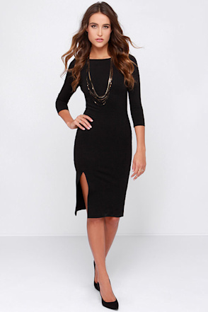 lulus flaunt it black bodycon dress Chic - Black Dress - Cutout Dress - Midi Dress - $43.00 Line Dry