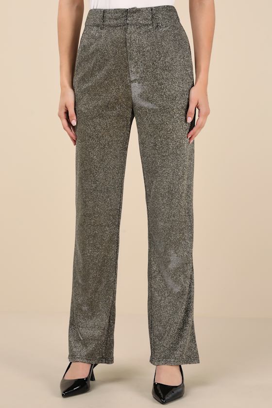 Shiniest Stance Gold Glitter High-Rise Wide-Leg Trousers 7
