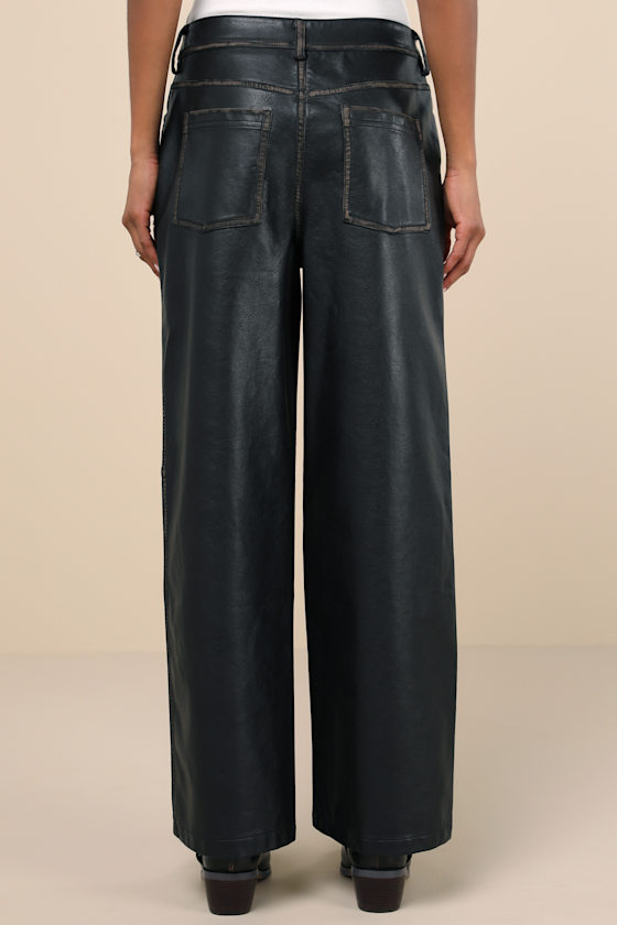 Lulus Perfect Edge Black Distressed Vegan Leather High Rise Pants In Black