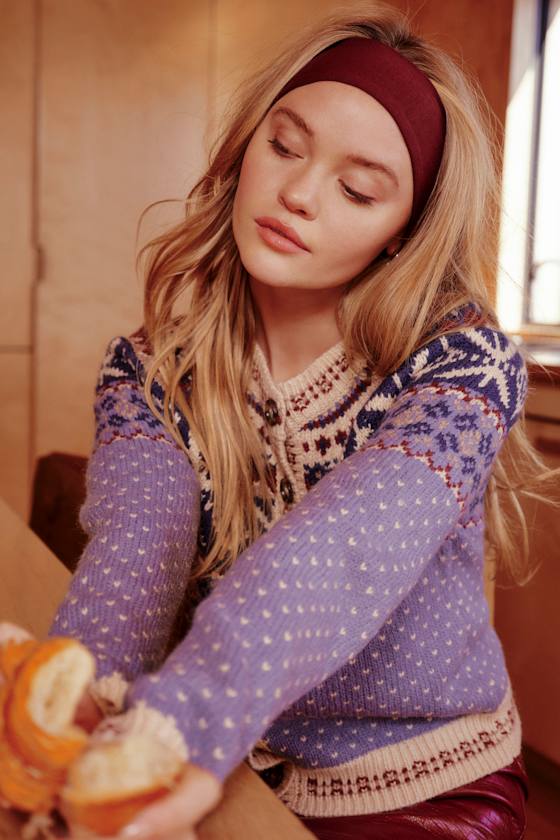 Lulus First Frost Blue Fair Isle Cardigan In Blue