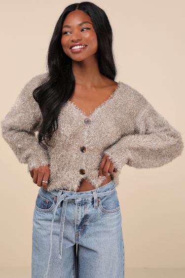 Sequin Cardigan Cozy Knit Cardigan Ombre Sequin Embellished Hand