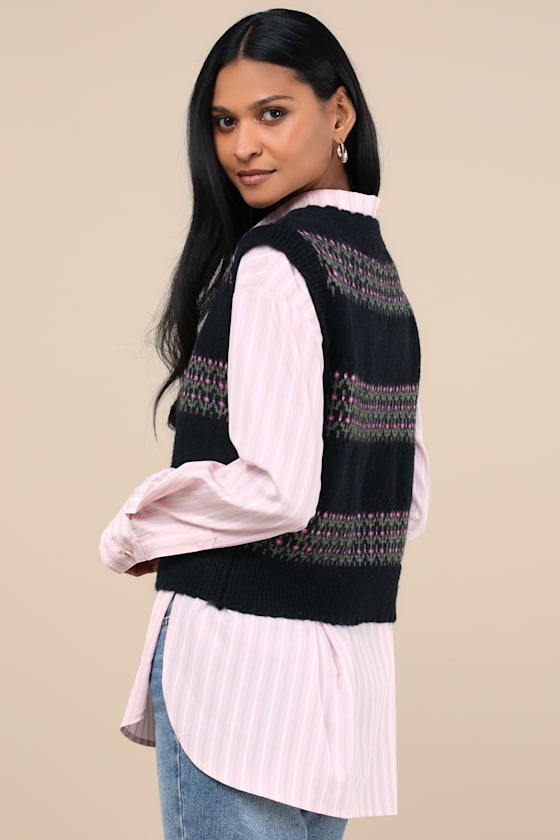 Winter Classic Black Floral Sweater Vest 5