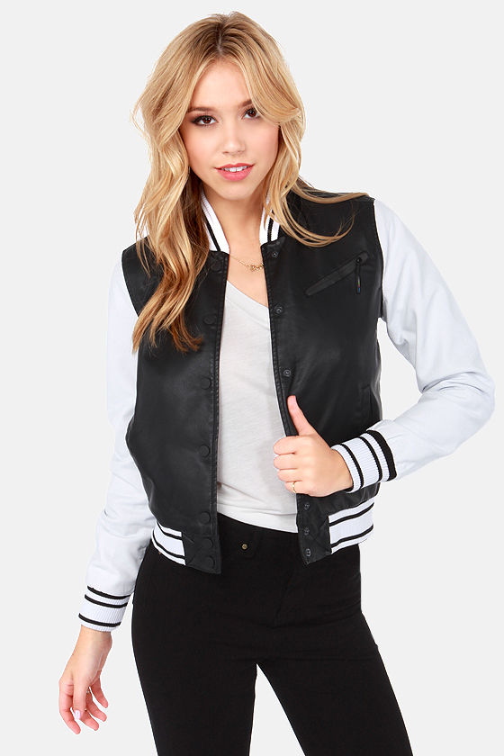 Hurley Fury Jacket - Black and White Jacket - Baseball Jacket - $100.00 ...