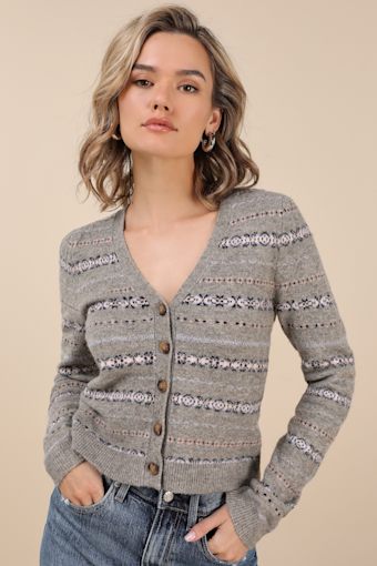 Toasty Instinct Grey Fair Isle Cardigan 4
