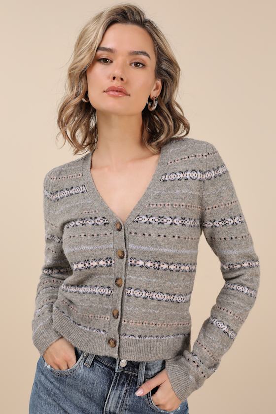 Toasty Instinct Grey Fair Isle Cardigan 4