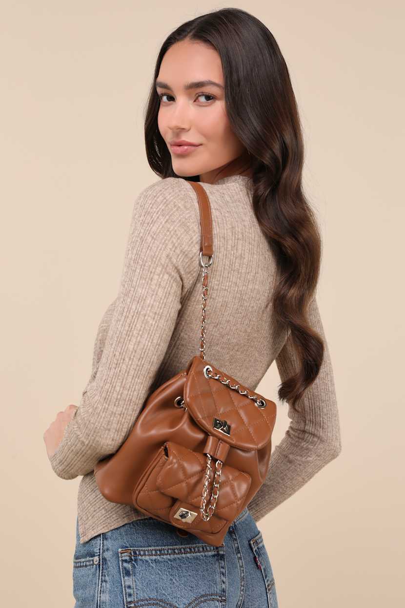 NWT Lulus Convertible Mini Backpack Purse – Tan Brown Faux Leather 12288901_2566511.jpg main image 3