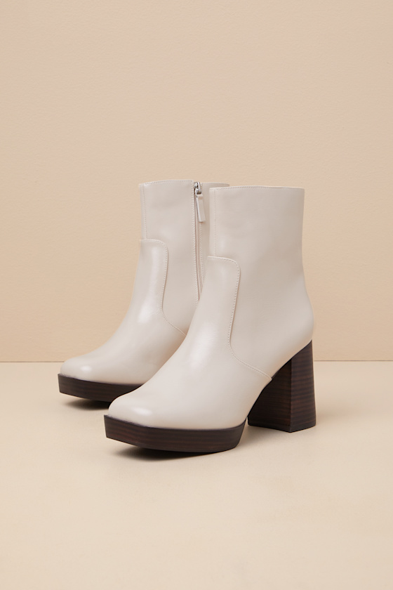 Lulus Corbinn Bone Platform Ankle Booties In White