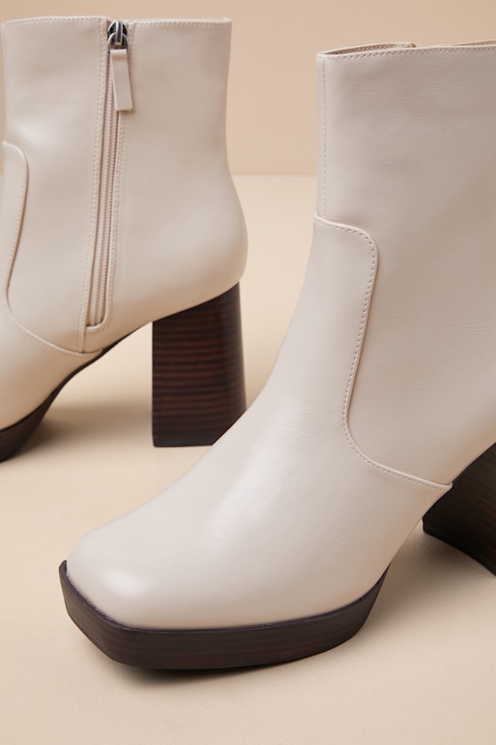 Lulus Corbinn Bone Platform Ankle Booties In White