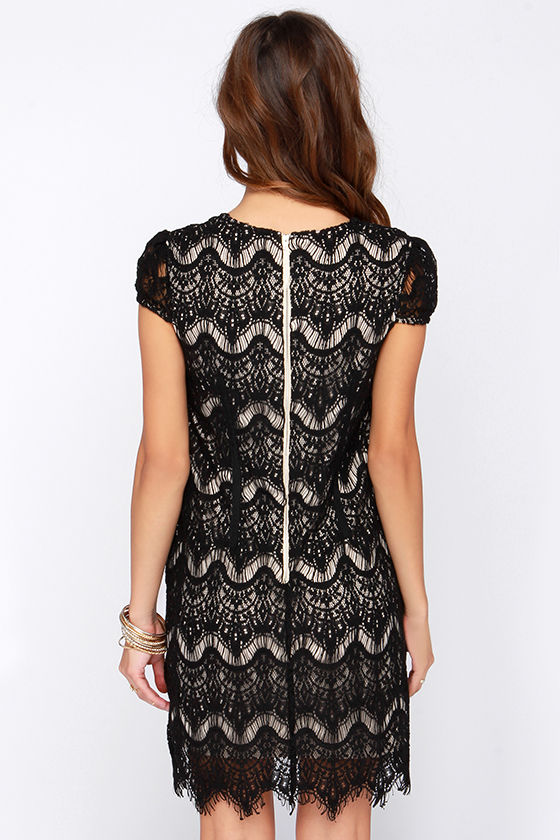 7400138 Brown-Black Lace Detail Dress main image 1