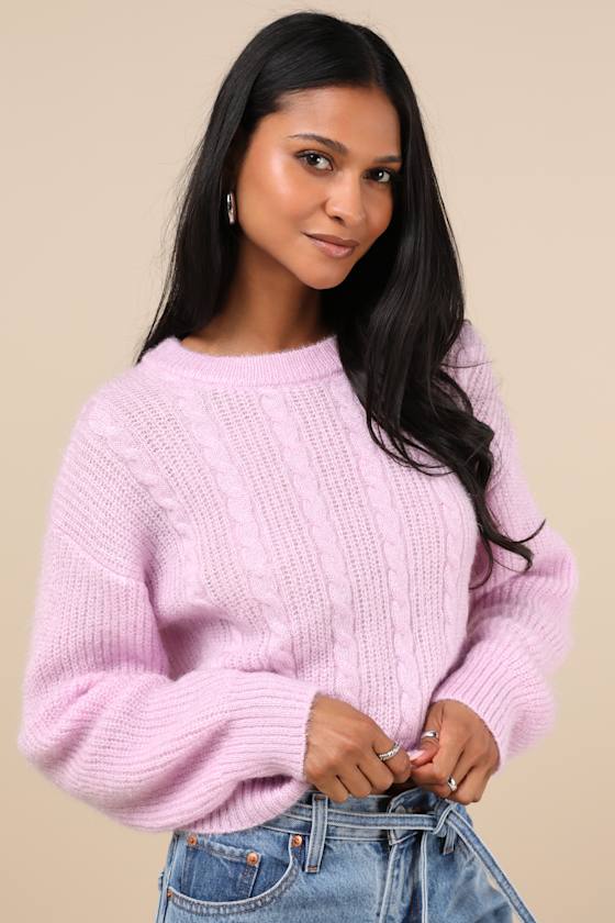 Unmatched Brilliance Lilac Cable Knit Sweater 5
