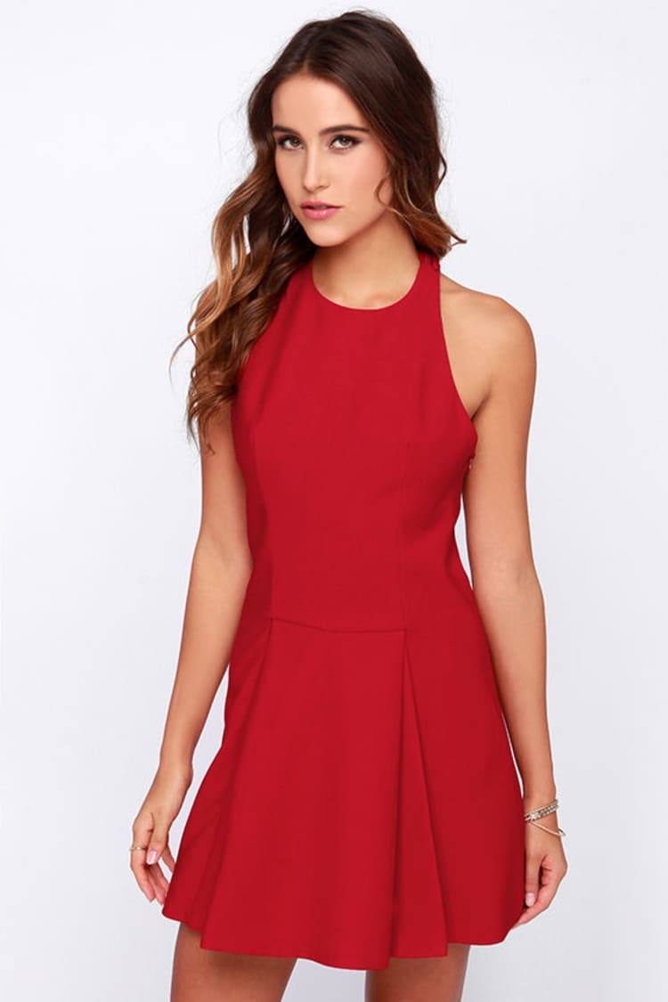 Cameo Folding Shadows Red Dress