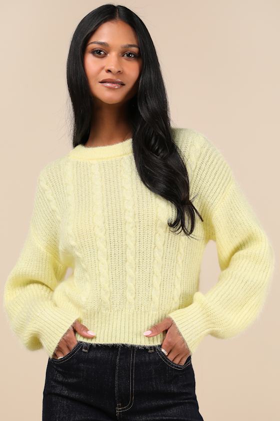 Unmatched Brilliance Bright Yellow Cable Knit Sweater 2