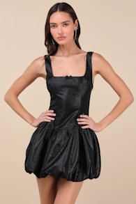 Clemens Black Bubble-Hem Mini Dress