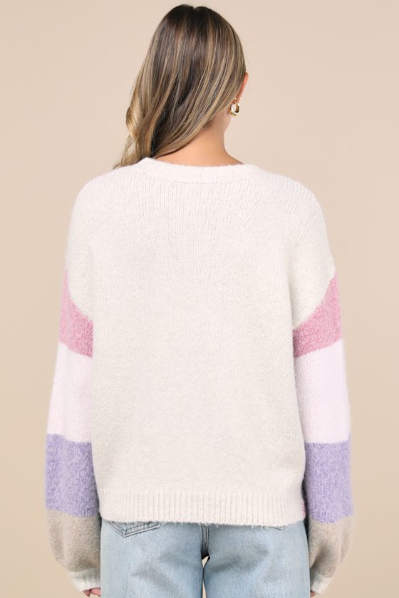 Beyond Cuddly Ivory Multi Striped Sweater 2