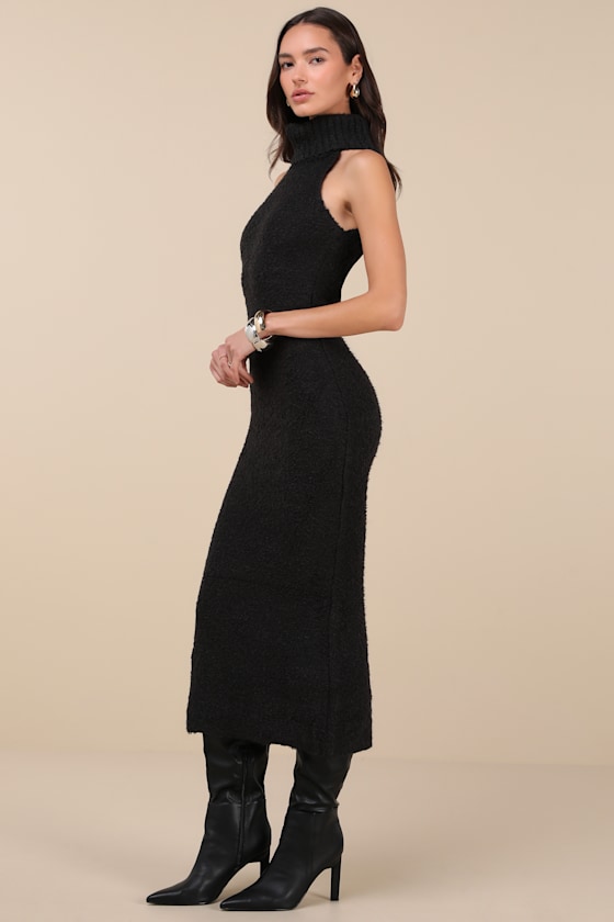 Savanah Black Turtleneck Midi Sweater Dress 3