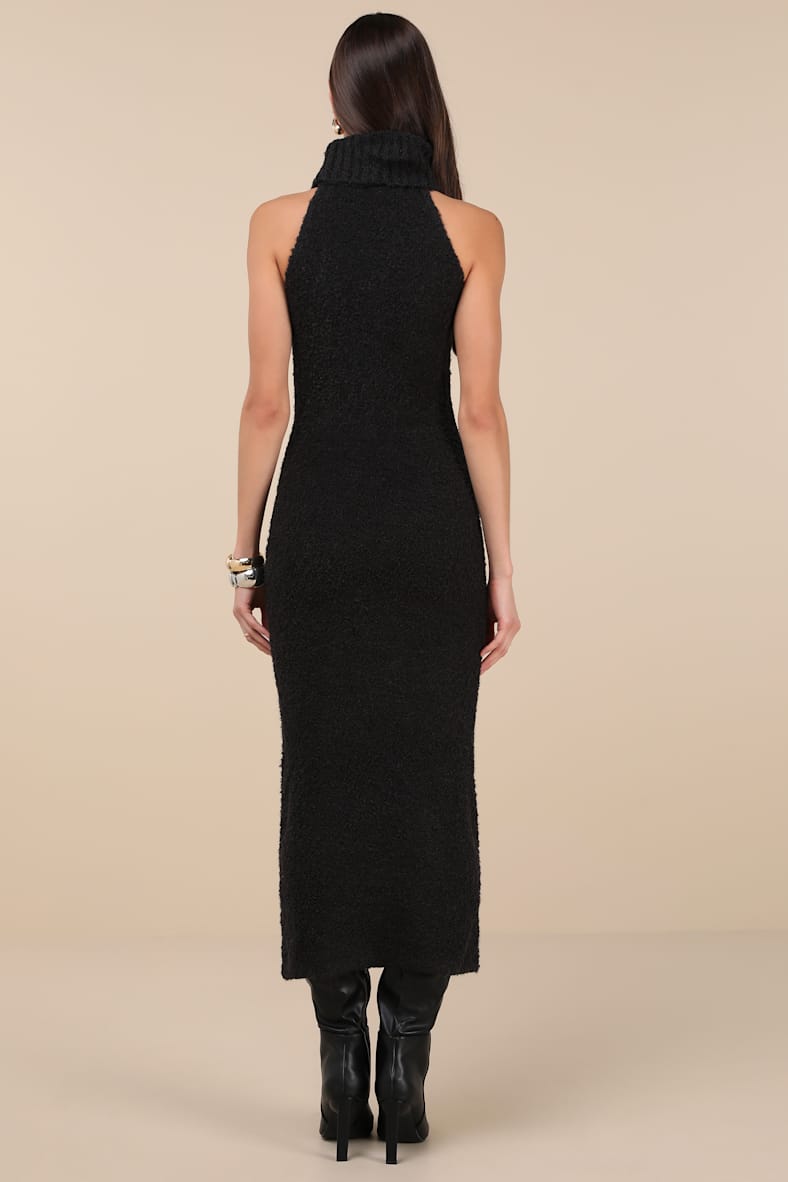 Savanah Black Turtleneck Midi Sweater Dress