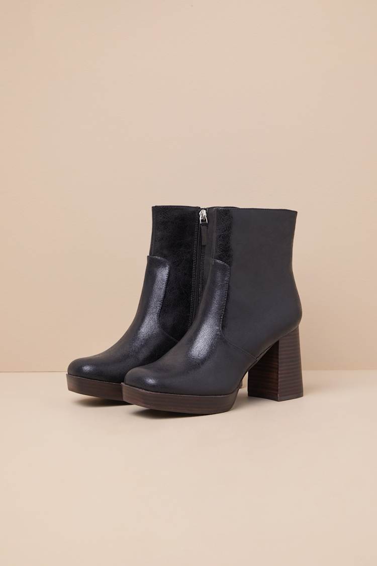 Corbinn Black Platform Ankle Booties