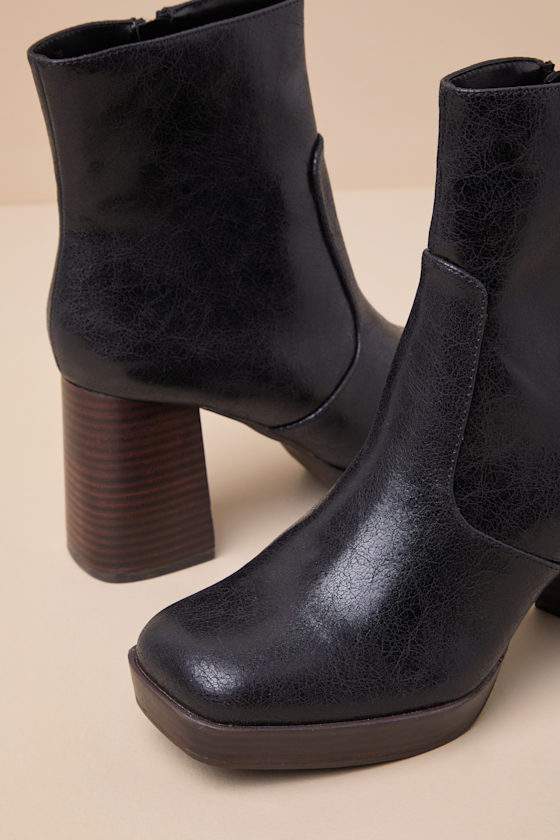 Lulus Corbinn Black Platform Ankle Booties In Black
