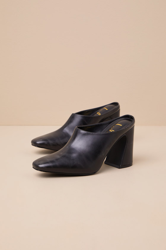 Lulus Londynn Black Square-toe Mule Pumps In Black