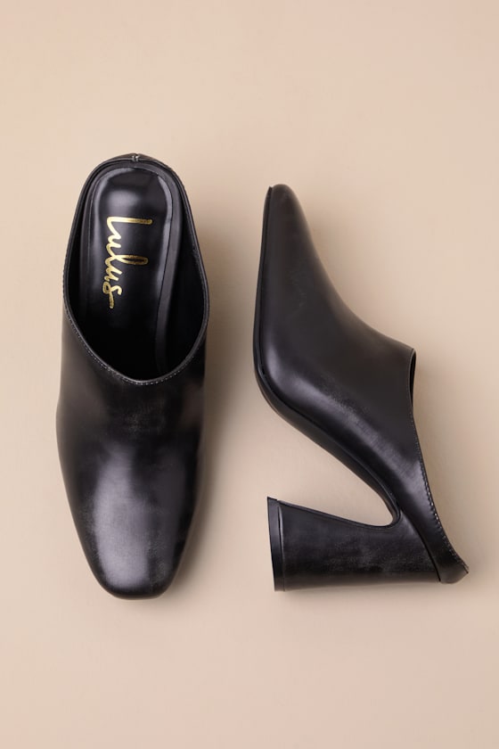 Lulus Londynn Black Square-toe Mule Pumps In Black