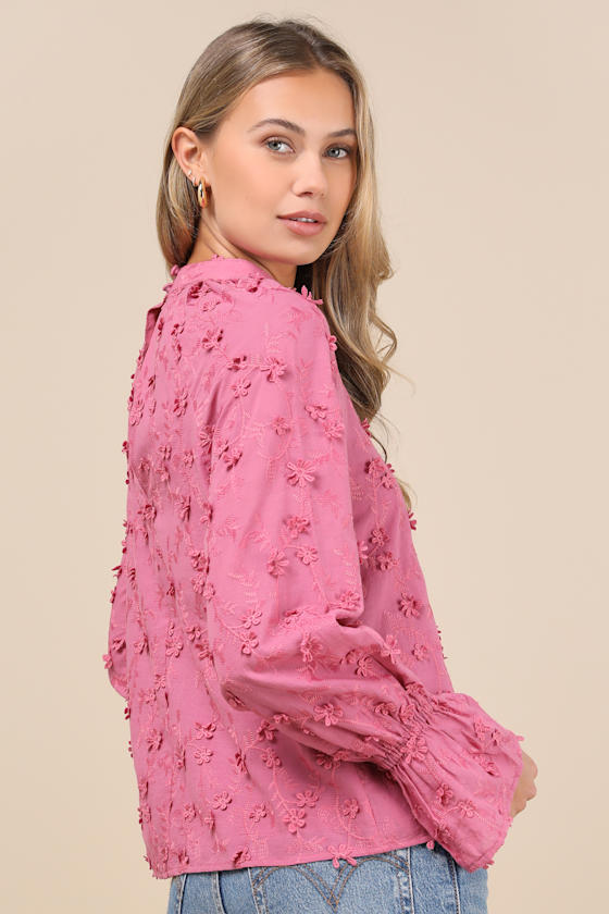 Lulus Charismatic Romantic Pink Embroidered Top In Pink