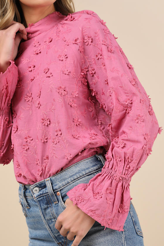 Lulus Charismatic Romantic Pink Embroidered Top In Pink