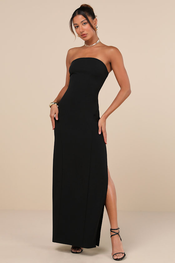 Infamous Icon Black Strapless Column Maxi Dress 4