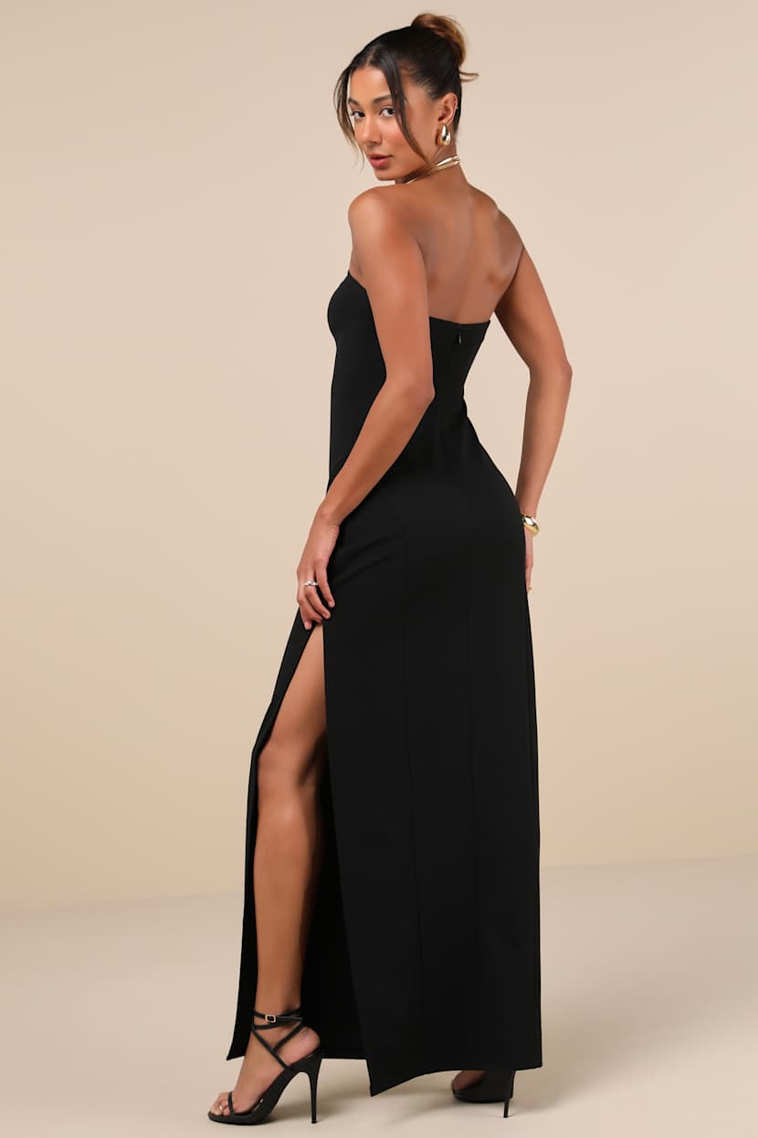 compelling style black strapless a line maxi dress Strapless Hematite Lines Long Dress – Mieka Boutique