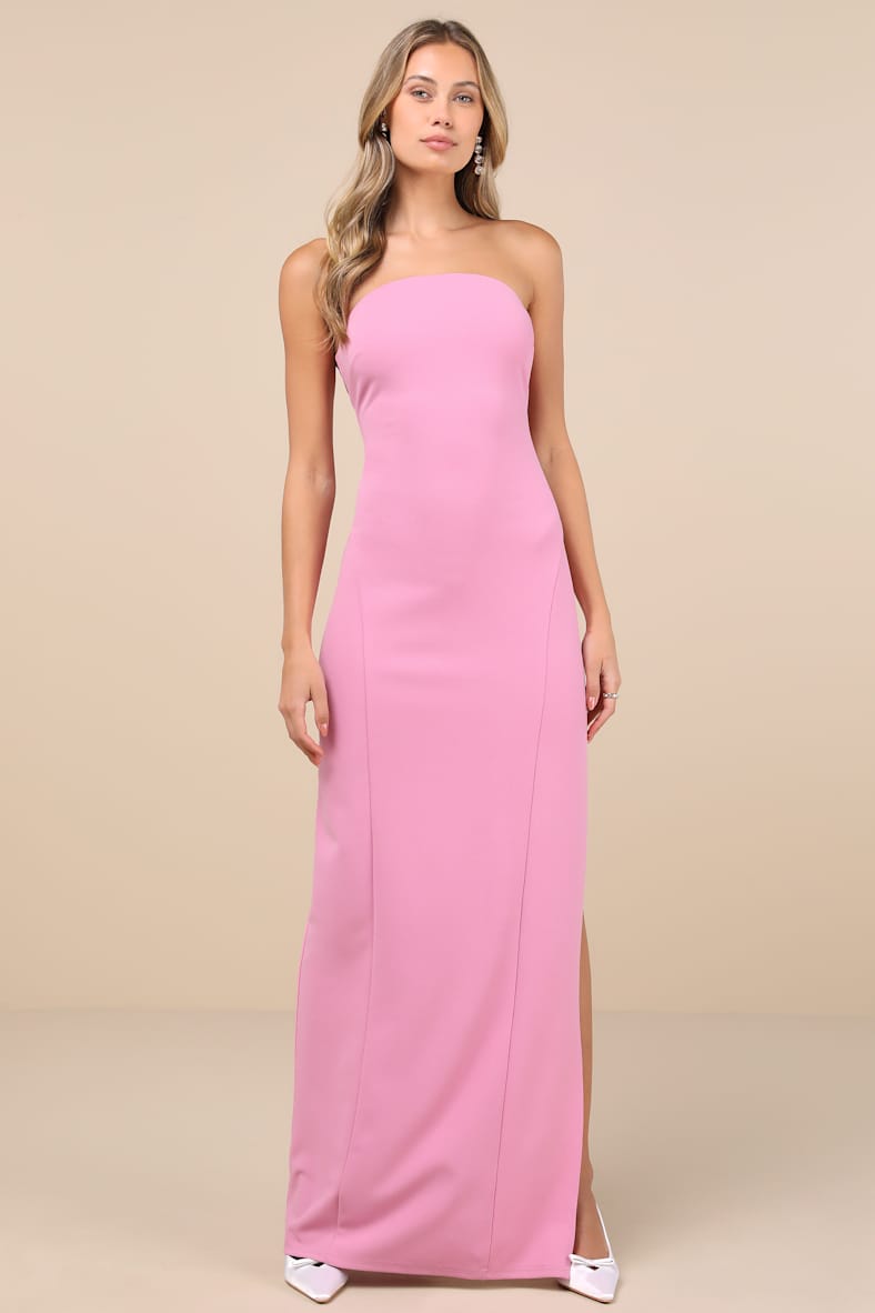 Infamous Icon Light Pink Strapless Column Maxi Dress