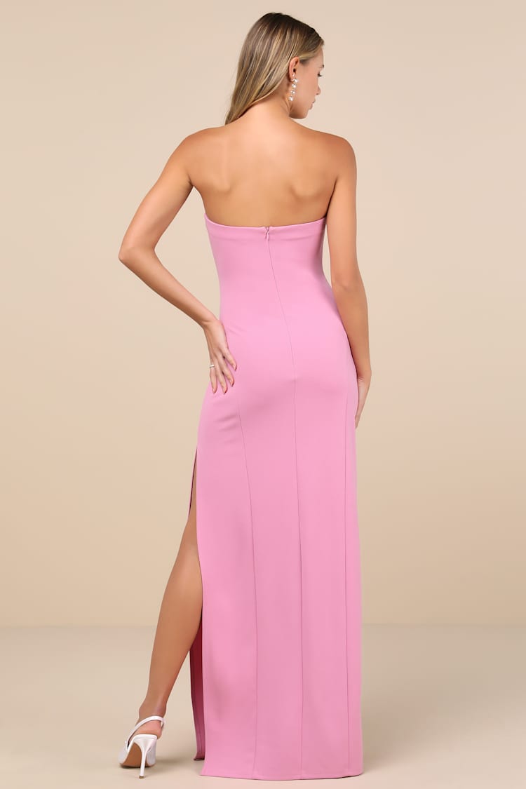 Infamous Icon Light Pink Strapless Column Maxi Dress