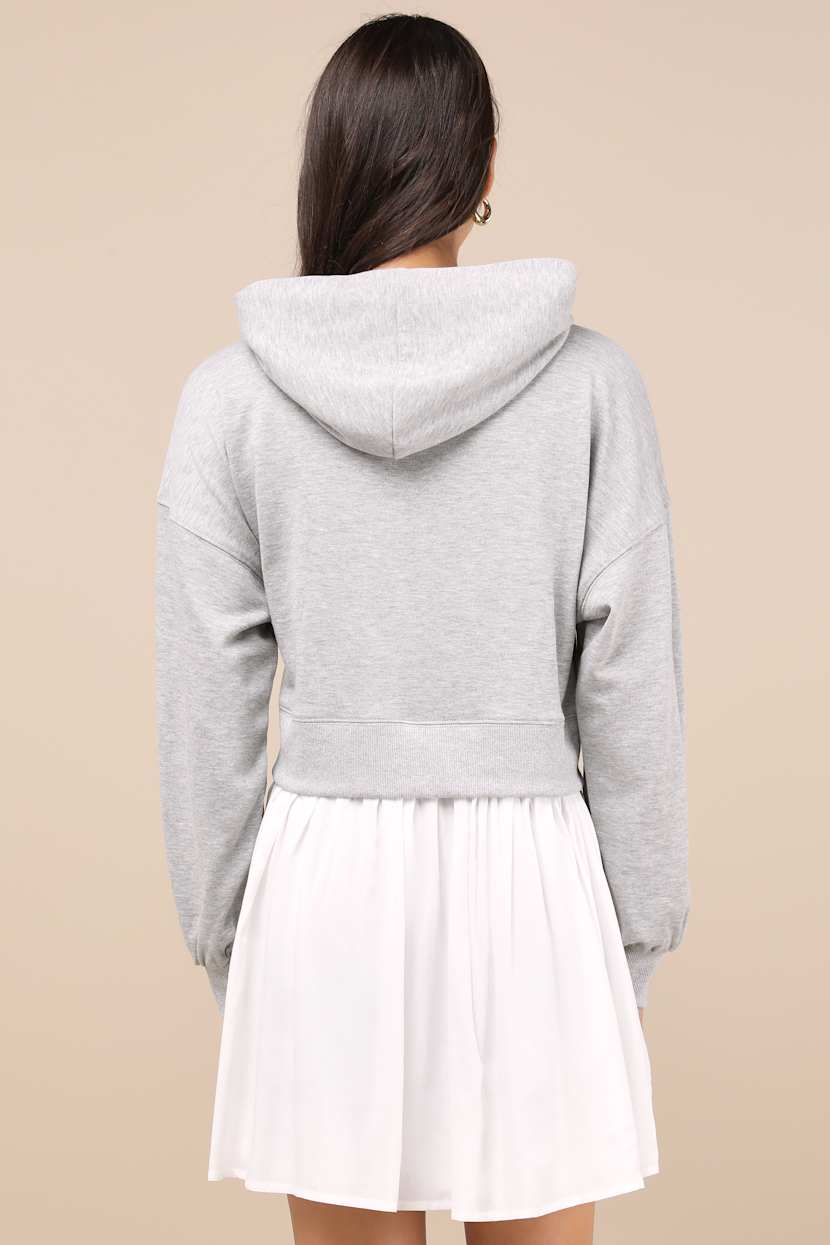 Serene Sweetness Heather Grey Layered Sweatshirt Mini Dress
