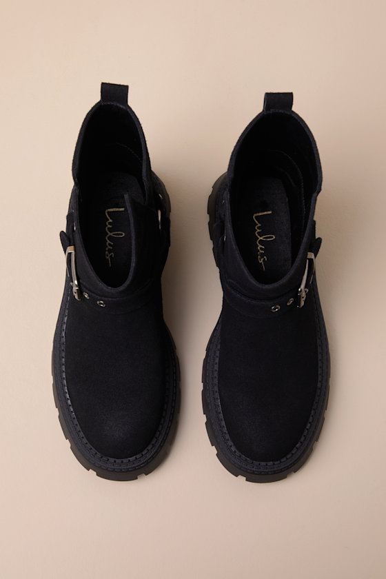 Rylander Black Suede Moto Ankle Boots 4