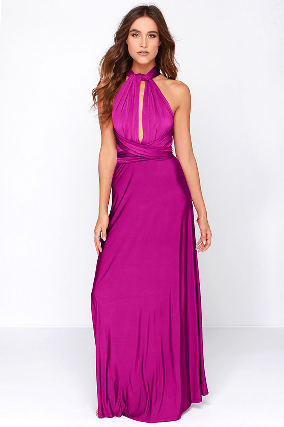 Always Stunning Convertible Magenta Maxi Dress 1